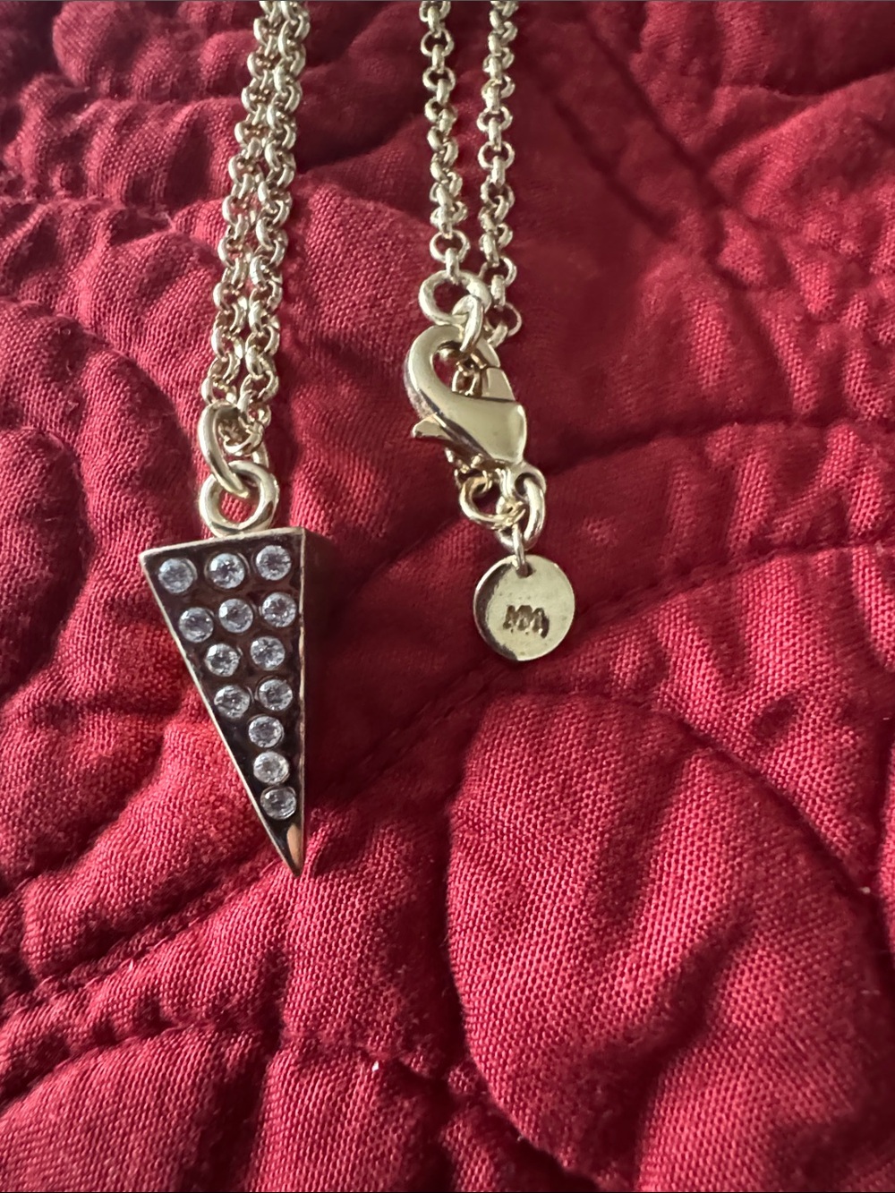 Melinda Maria Gold-Tone Crystal Triangle Pendant Necklace